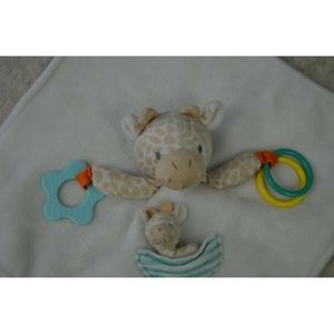 Carter's Giraffe Lovey Security Blanket Tan White Activity Toy Stripes Teether